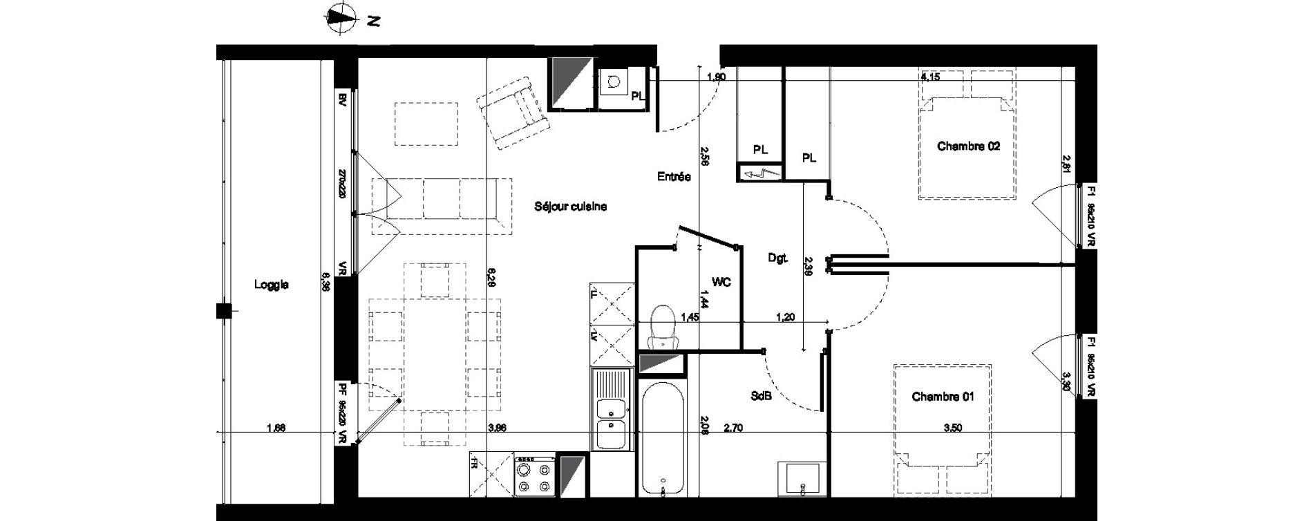Appartement T3 de 61,30 m2 &agrave; Lormont Centre