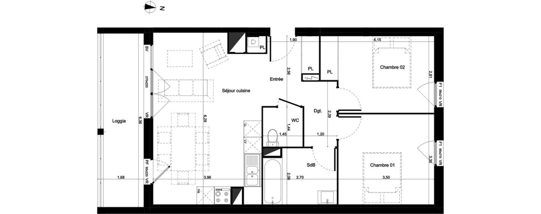 Appartement T3 de 61,30 m2 &agrave; Lormont Centre