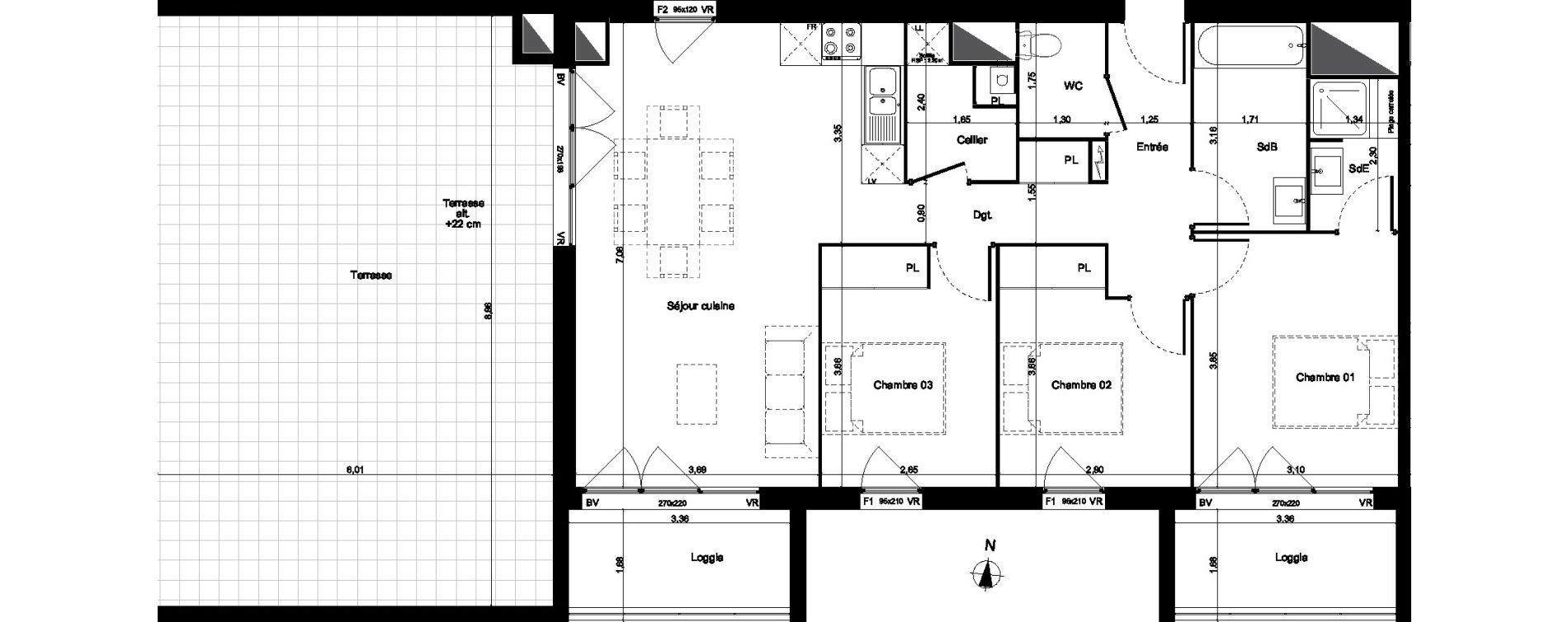 Appartement T4 de 83,90 m2 &agrave; Lormont Centre