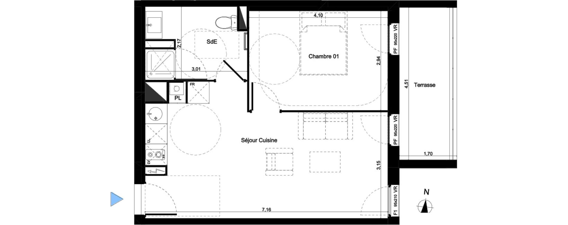 Appartement T2 de 43,34 m2 &agrave; Lormont Centre