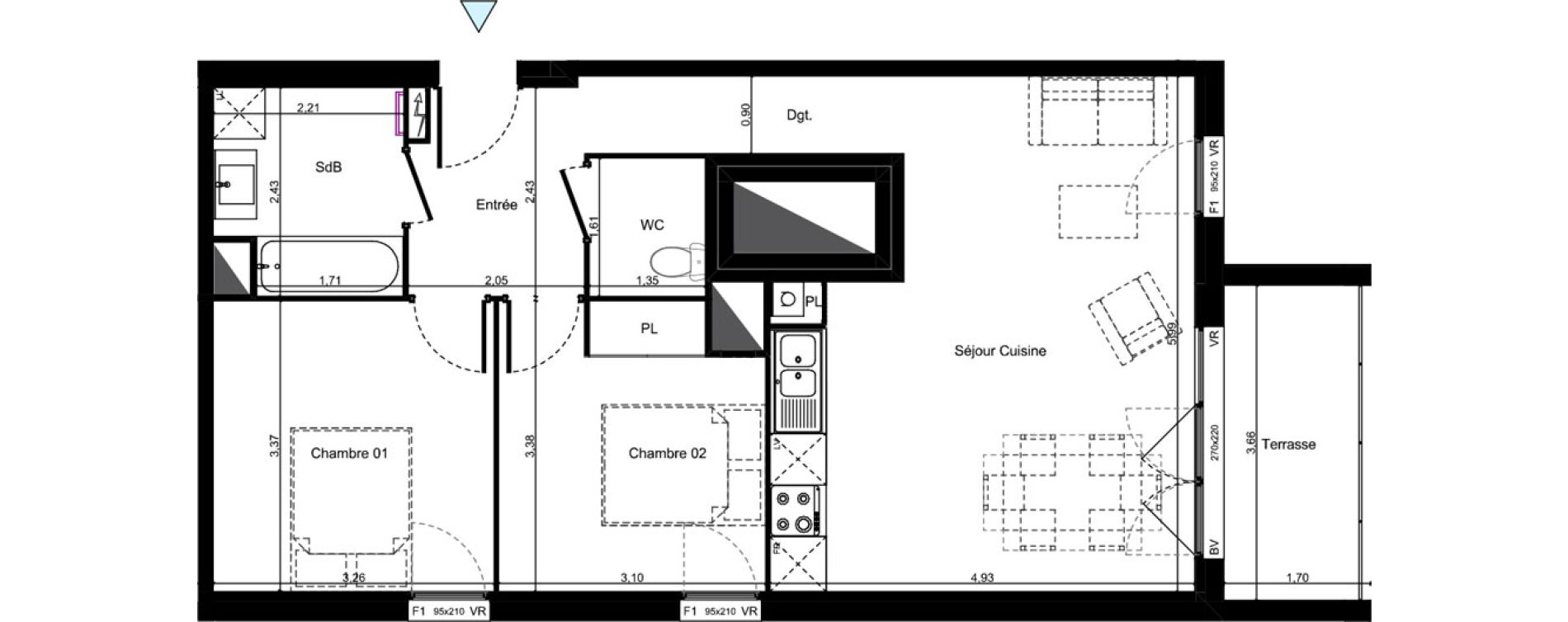 Appartement T3 de 62,10 m2 &agrave; Lormont Centre