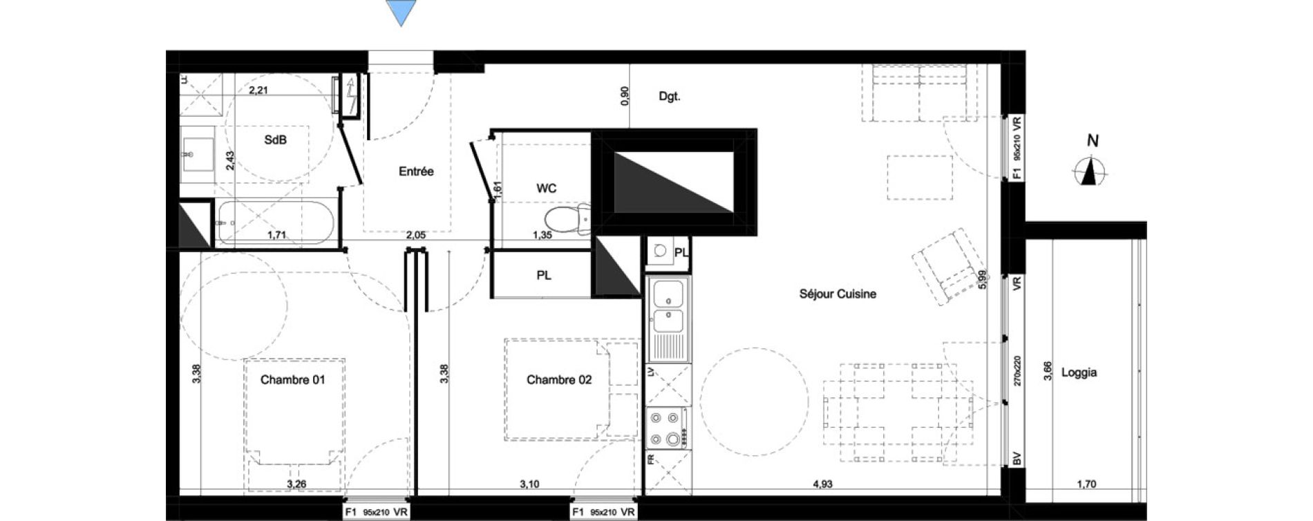 Appartement T3 de 63,08 m2 &agrave; Lormont Centre