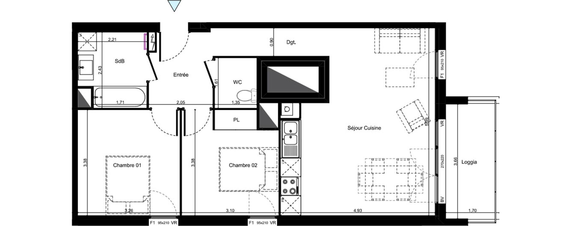 Appartement T3 de 62,10 m2 &agrave; Lormont Centre