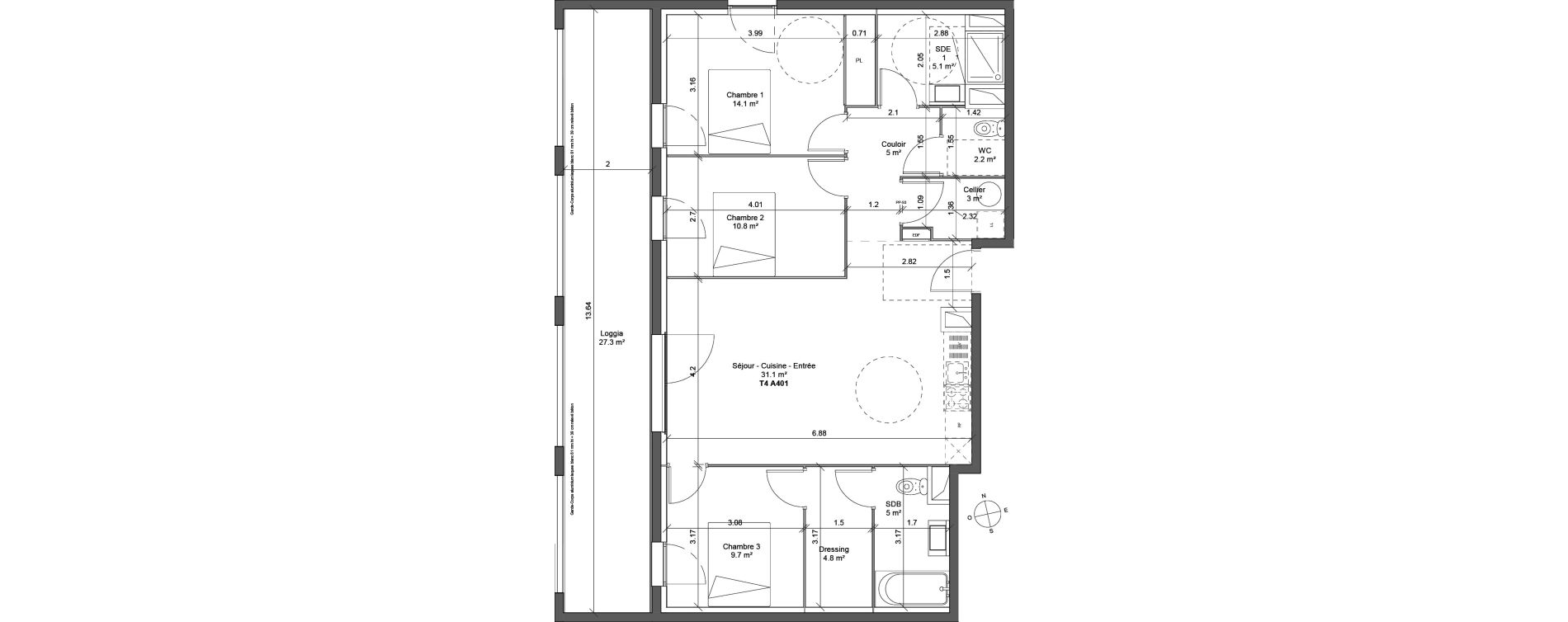 Appartement T4 de 90,60 m2 &agrave; Lormont La ramade