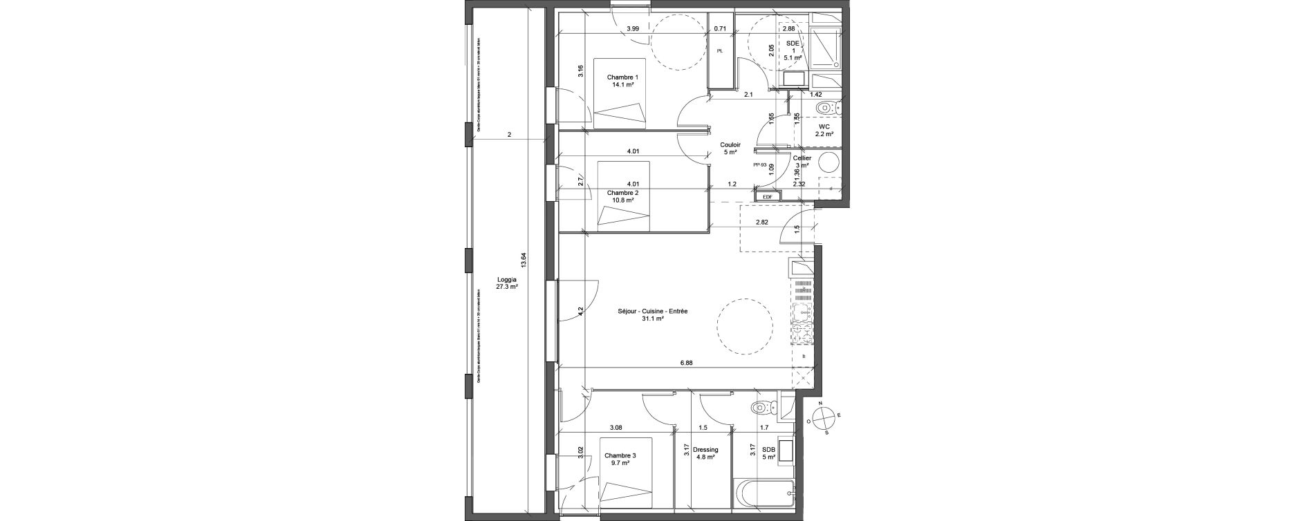 Appartement T4 de 90,60 m2 &agrave; Lormont La ramade