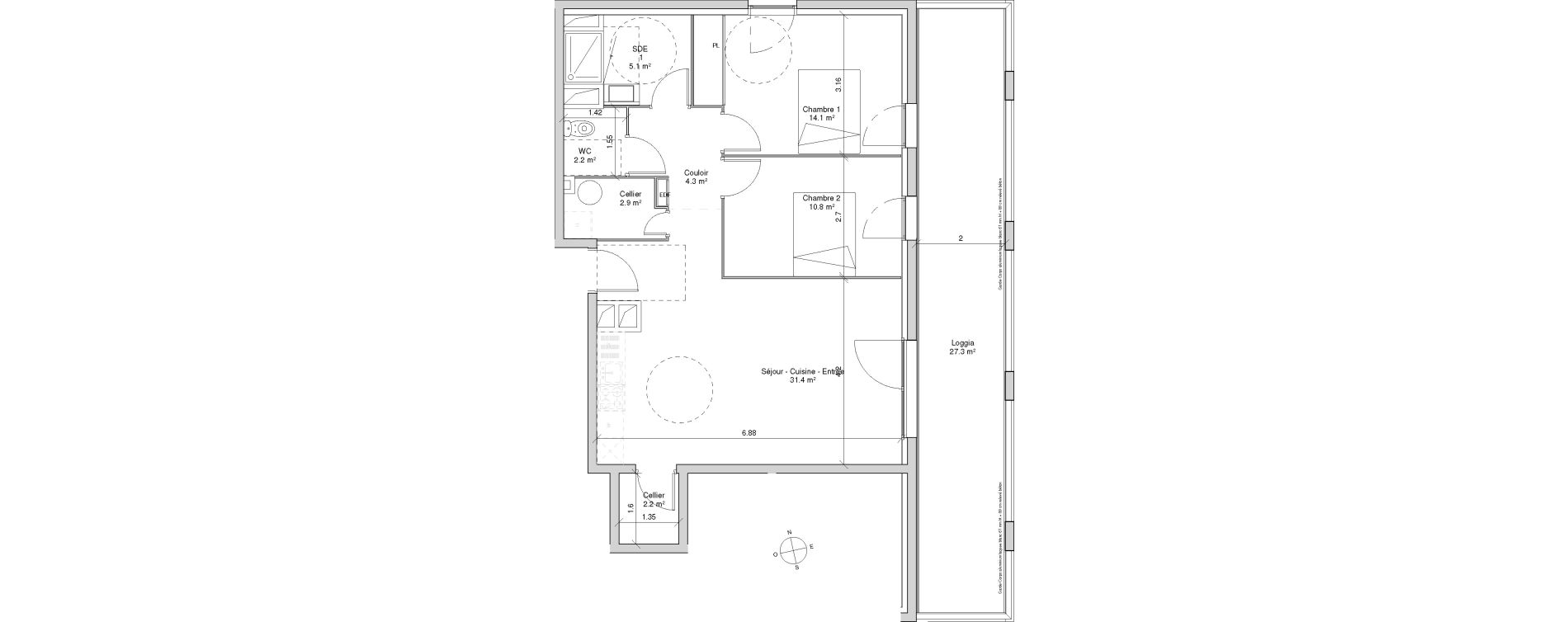 Appartement T3 de 73,00 m2 &agrave; Lormont La ramade