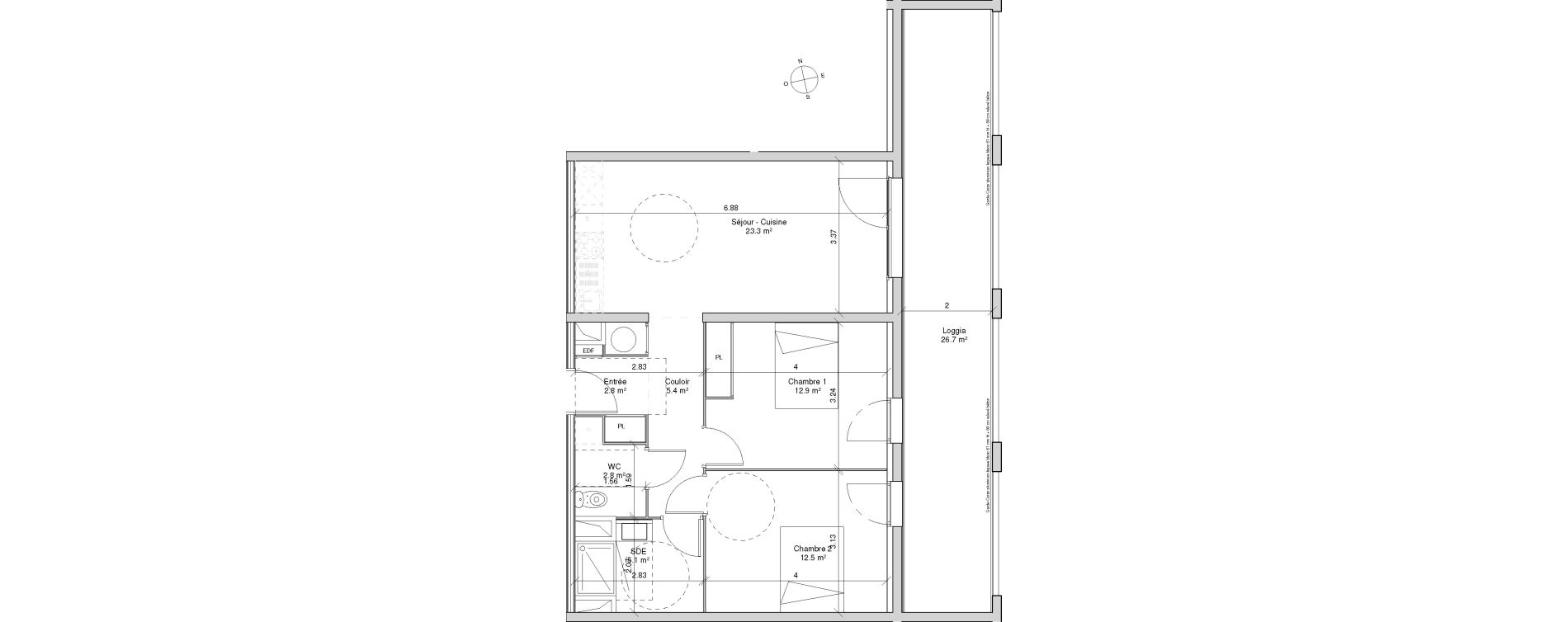 Appartement T3 de 64,80 m2 &agrave; Lormont La ramade