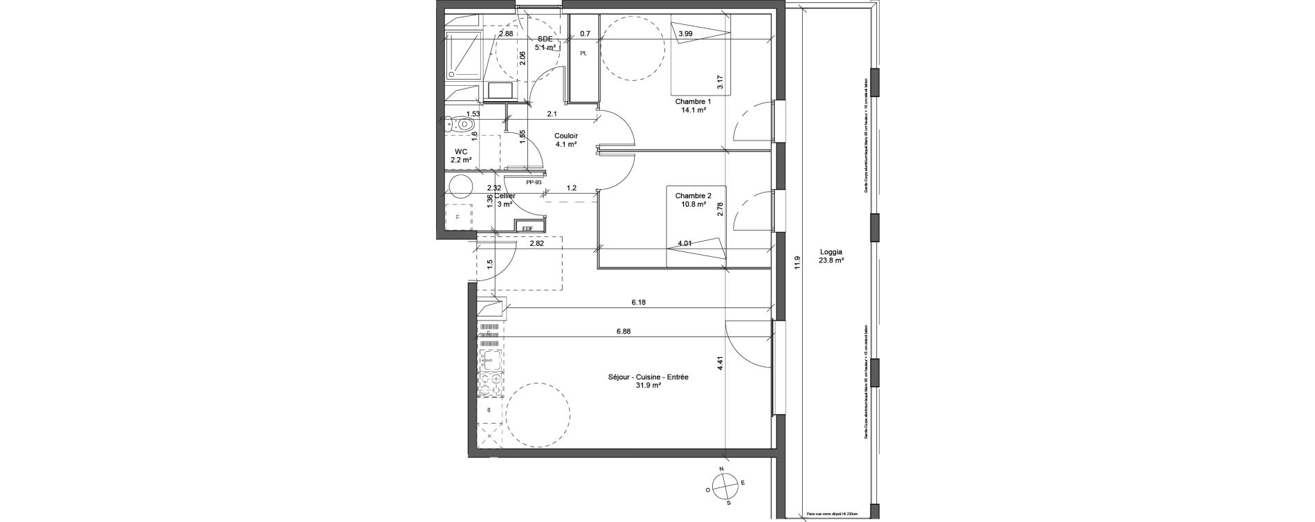 Appartement T3 de 71,20 m2 &agrave; Lormont La ramade