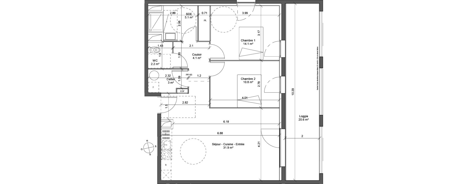 Appartement T3 de 71,20 m2 &agrave; Lormont La ramade