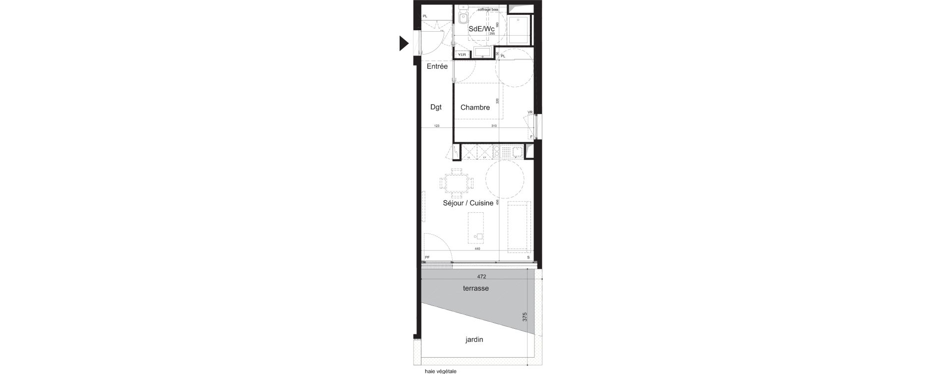 Appartement T2 de 42,17 m2 &agrave; Lormont La ramade