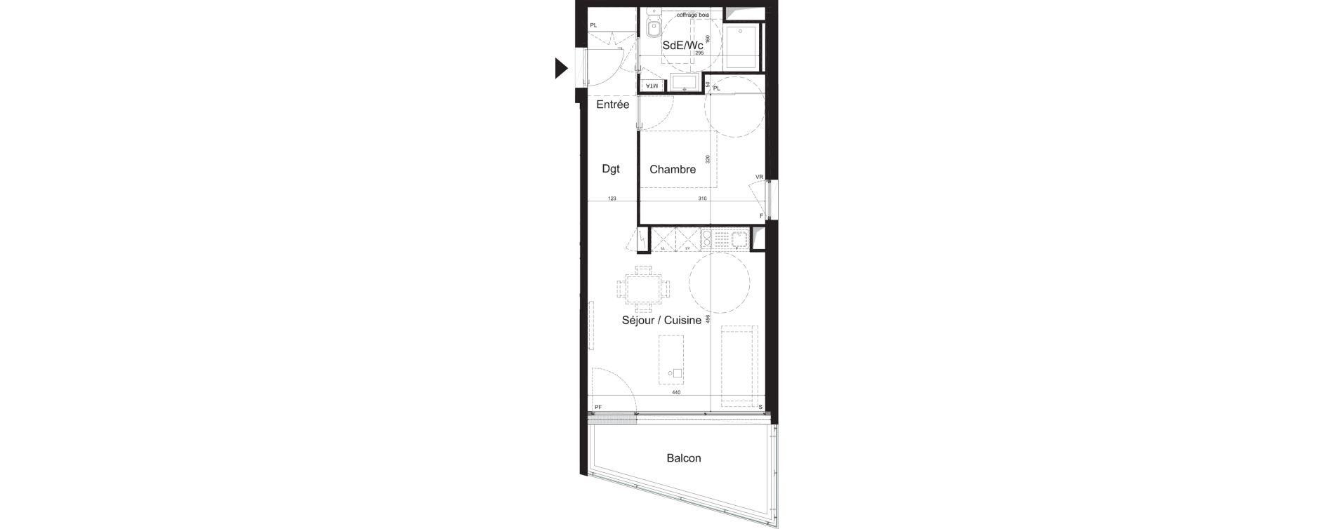Appartement T2 de 42,17 m2 &agrave; Lormont La ramade