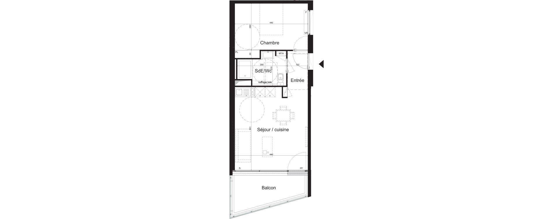 Appartement T2 de 42,45 m2 &agrave; Lormont La ramade