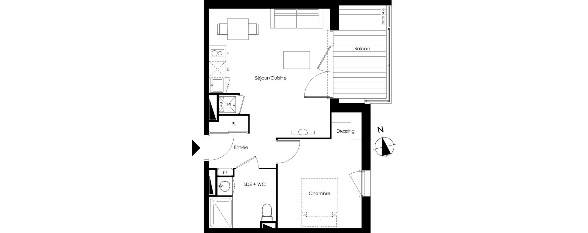 Appartement T2 de 42,06 m2 &agrave; Lormont La ramade