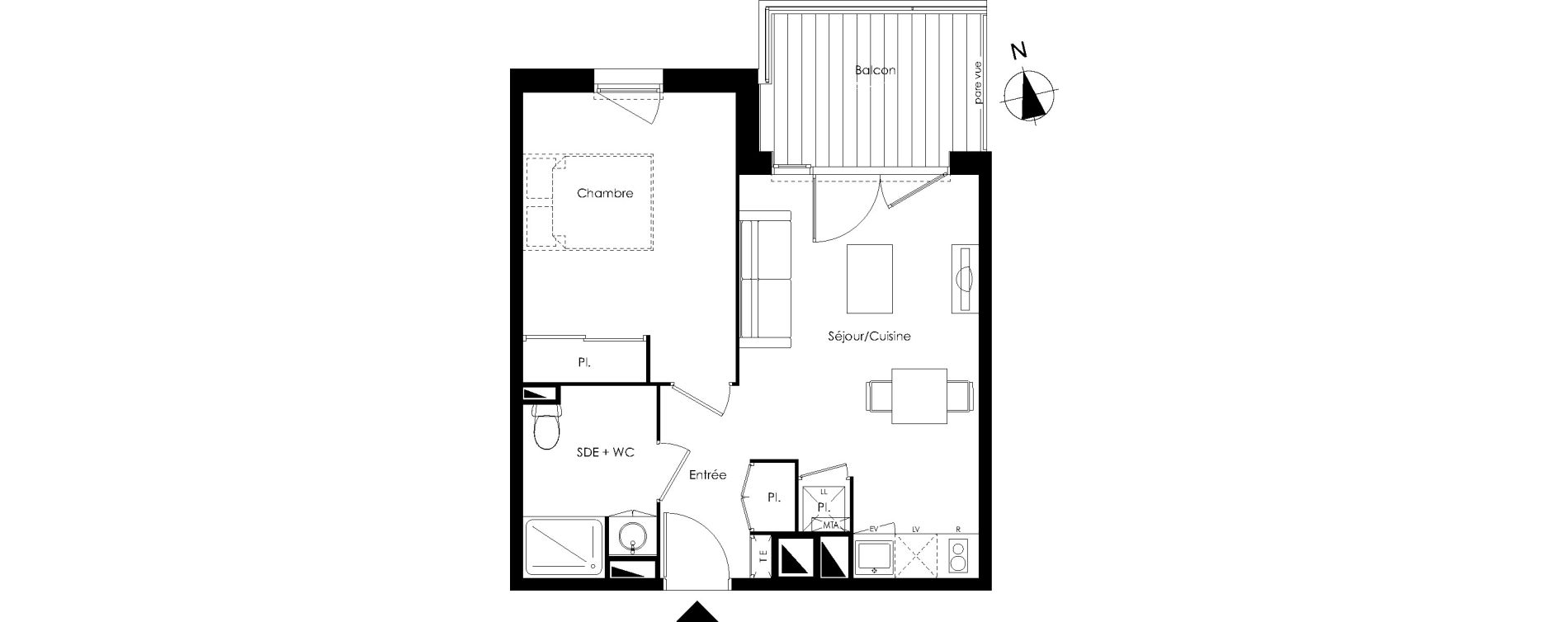 Appartement T2 de 40,42 m2 &agrave; Lormont La ramade