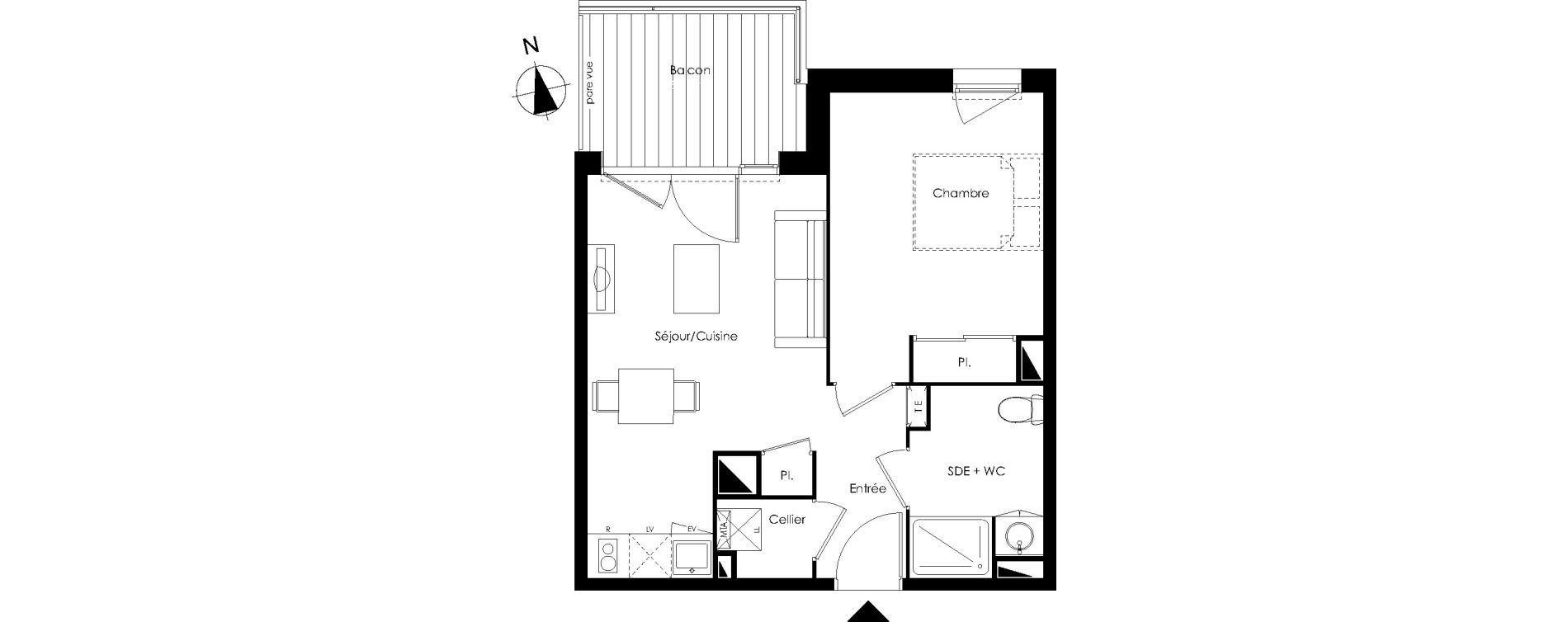 Appartement T2 de 40,58 m2 &agrave; Lormont La ramade