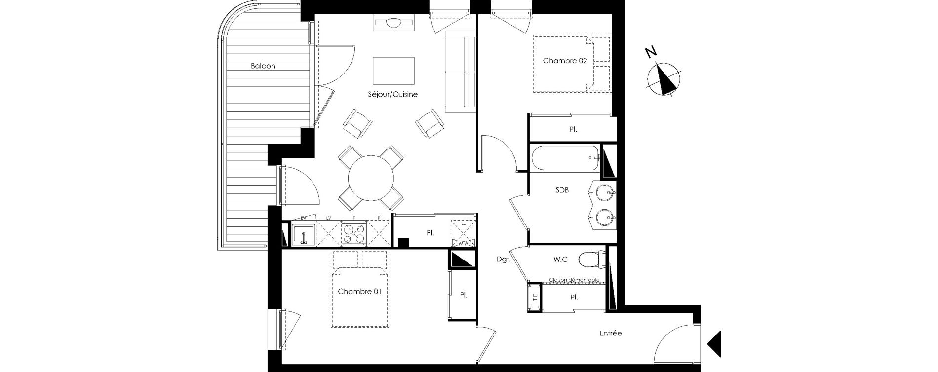 Appartement T3 de 65,10 m2 &agrave; Lormont La ramade