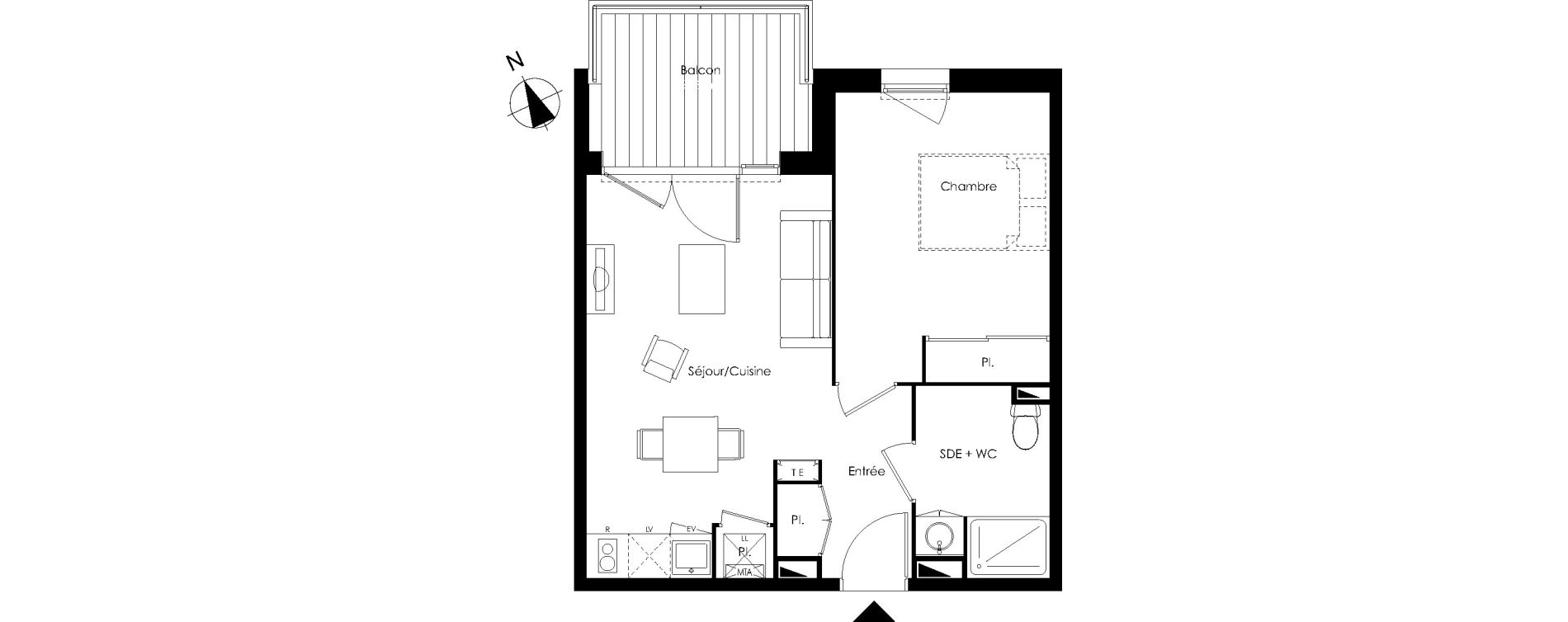 Appartement T2 de 41,54 m2 &agrave; Lormont La ramade