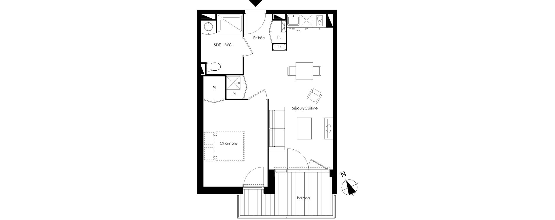 Appartement T2 de 44,72 m2 &agrave; Lormont La ramade