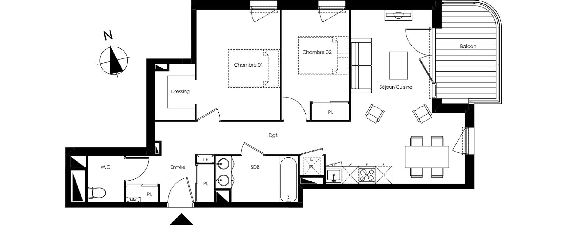 Appartement T3 de 70,06 m2 &agrave; Lormont La ramade
