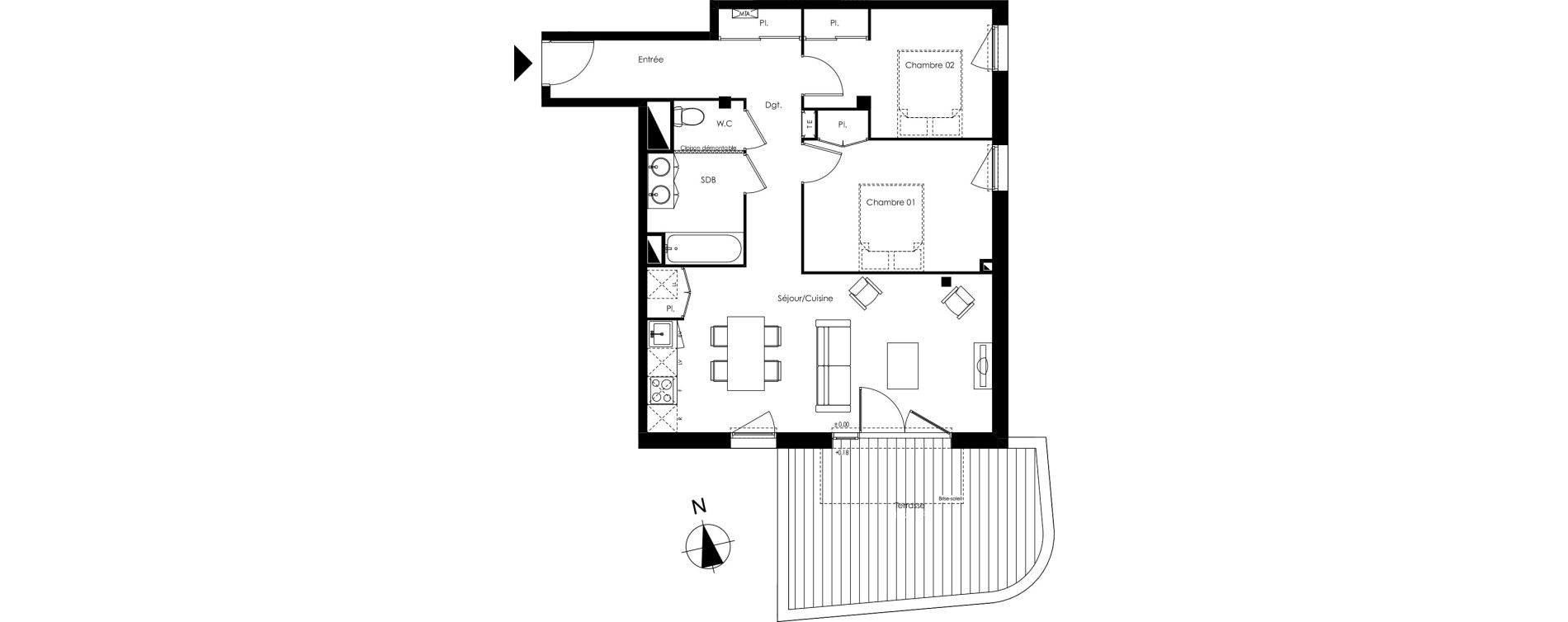 Appartement T3 de 67,39 m2 &agrave; Lormont La ramade