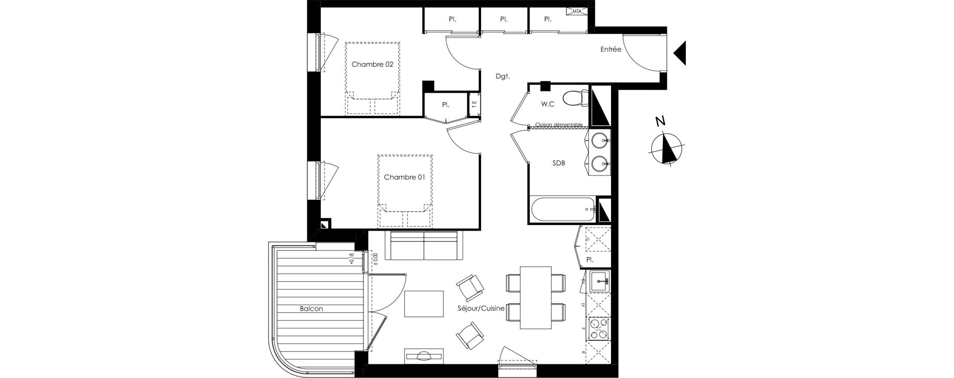 Appartement T3 de 62,55 m2 &agrave; Lormont La ramade