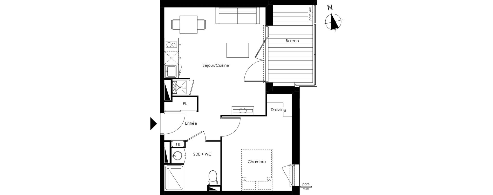 Appartement T2 de 42,06 m2 &agrave; Lormont La ramade