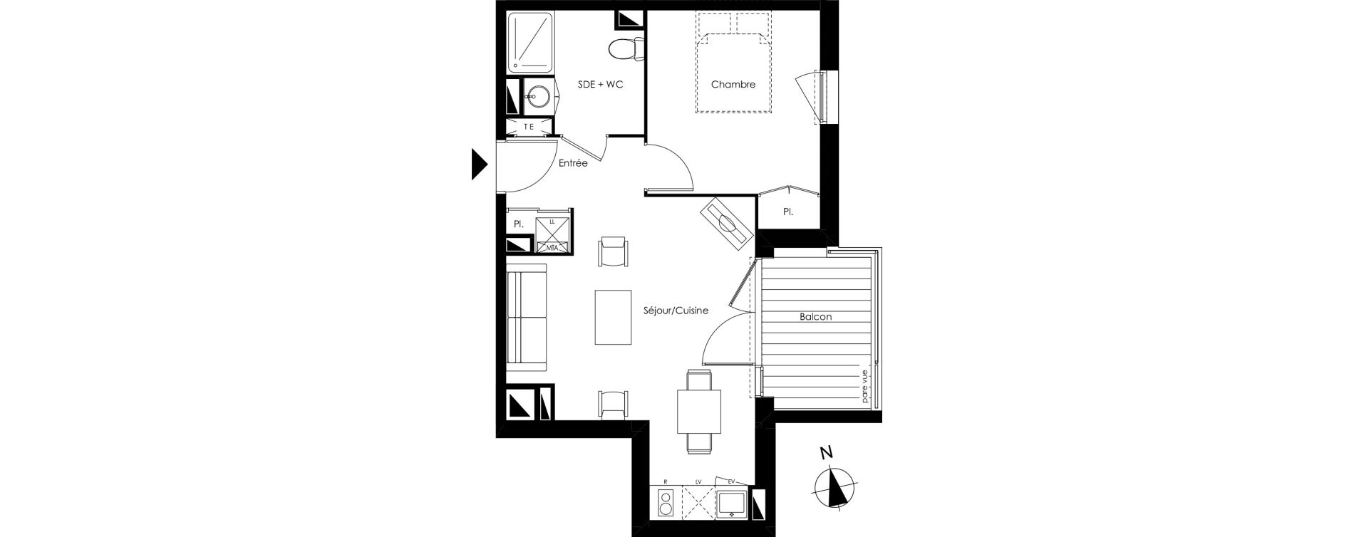 Appartement T2 de 41,20 m2 &agrave; Lormont La ramade