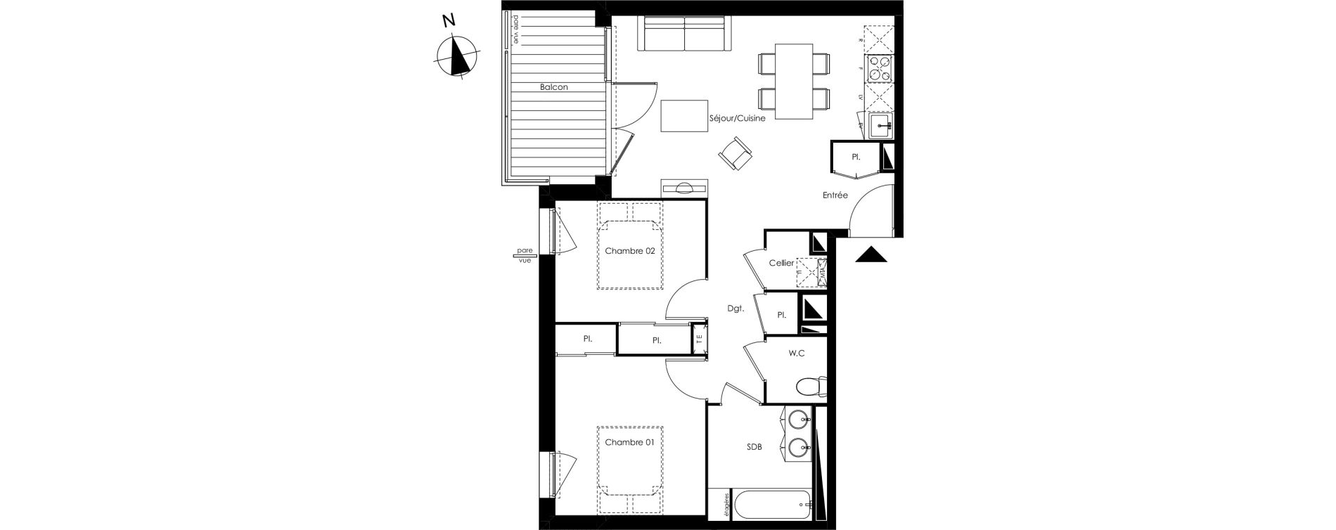 Appartement T3 de 60,70 m2 &agrave; Lormont La ramade