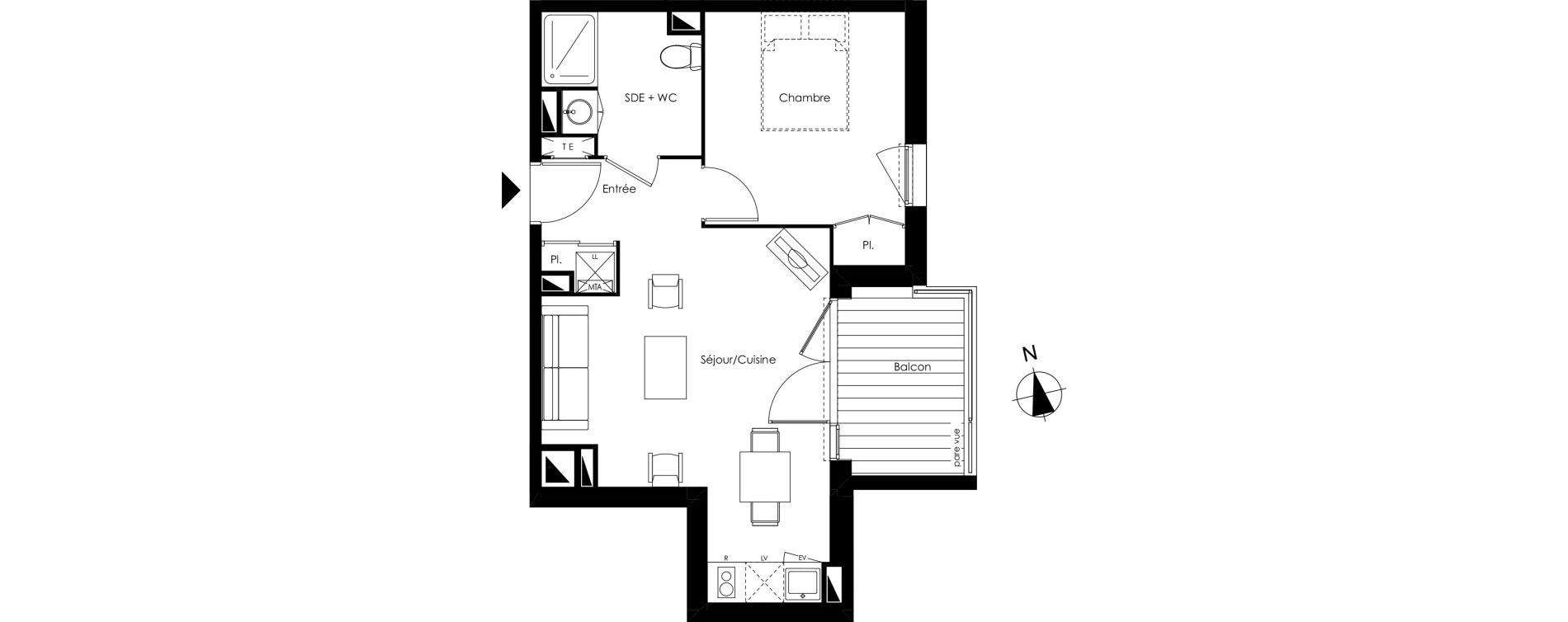 Appartement T2 de 41,20 m2 &agrave; Lormont La ramade