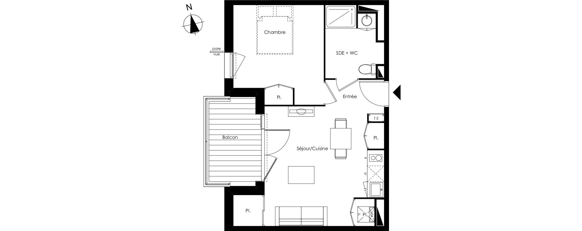 Appartement T2 de 42,28 m2 &agrave; Lormont La ramade