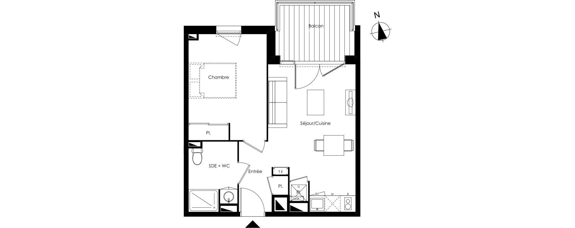 Appartement T2 de 40,45 m2 &agrave; Lormont La ramade