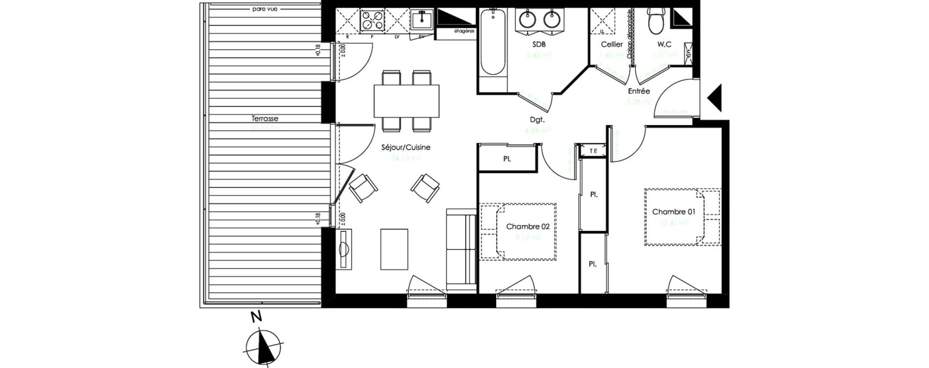 Appartement T3 de 62,58 m2 &agrave; Lormont La ramade