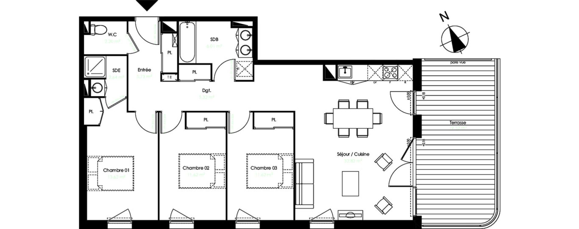 Appartement T4 de 91,58 m2 &agrave; Lormont La ramade