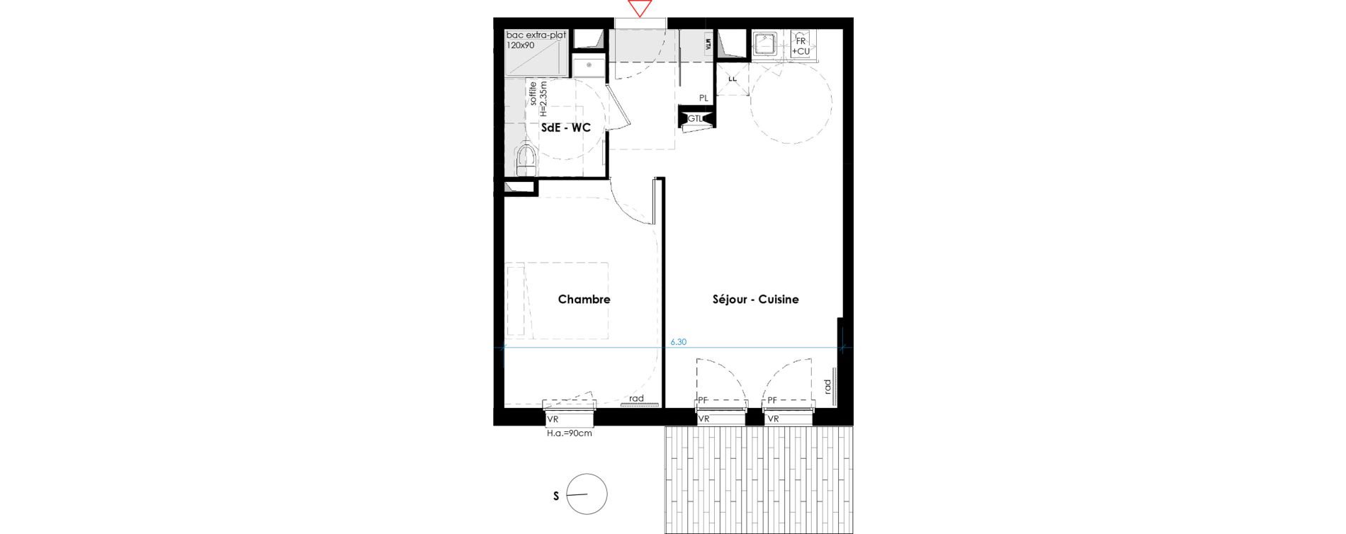 Appartement T2 de 42,60 m2 &agrave; Lormont La ramade