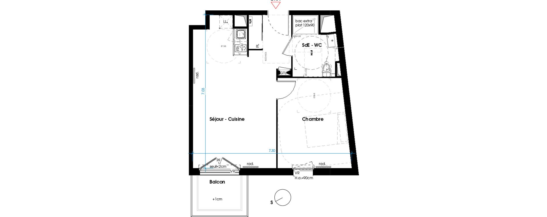 Appartement T2 de 45,70 m2 &agrave; Lormont La ramade