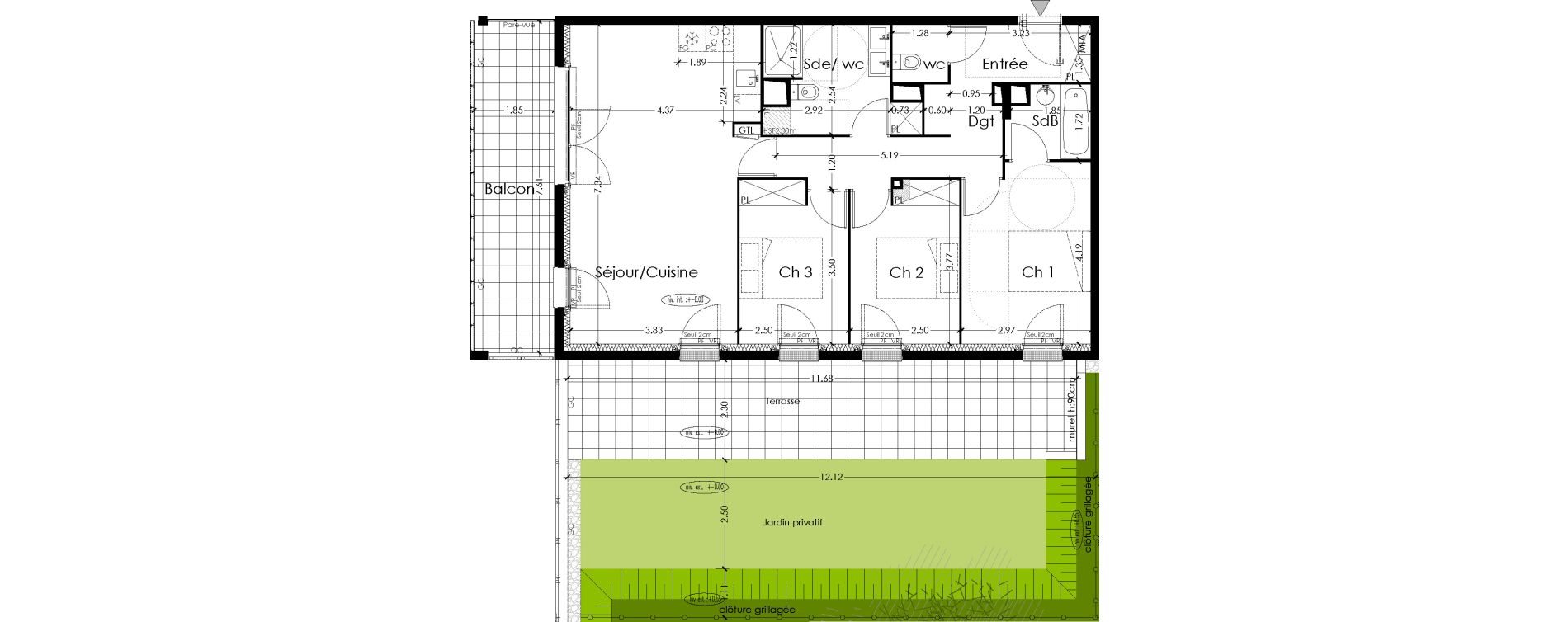 Appartement T4 de 84,38 m2 &agrave; Lormont Centre