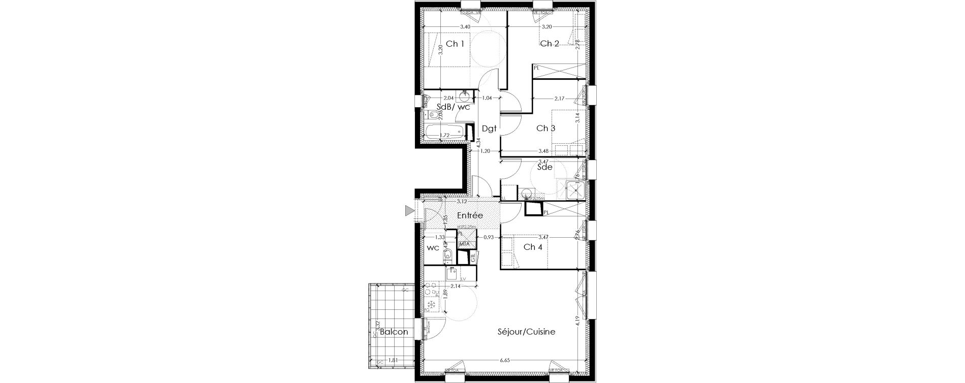 Appartement T5 de 90,77 m2 &agrave; Lormont Centre