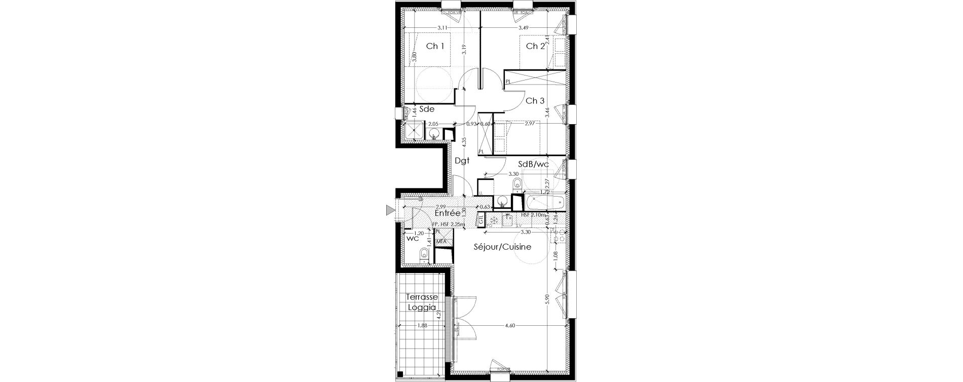 Appartement T4 de 81,86 m2 &agrave; Lormont Centre