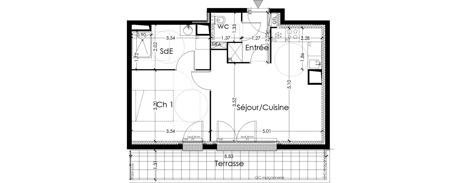 Appartement T2 de 44,60 m2 &agrave; Lormont Centre
