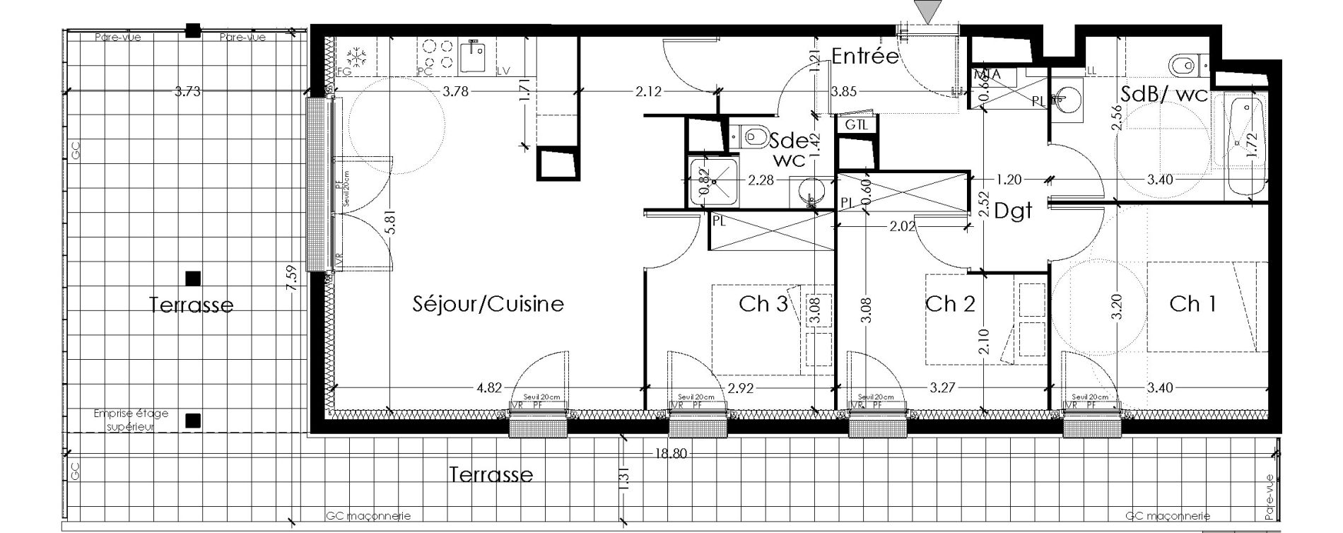 Appartement T4 de 80,04 m2 &agrave; Lormont Centre