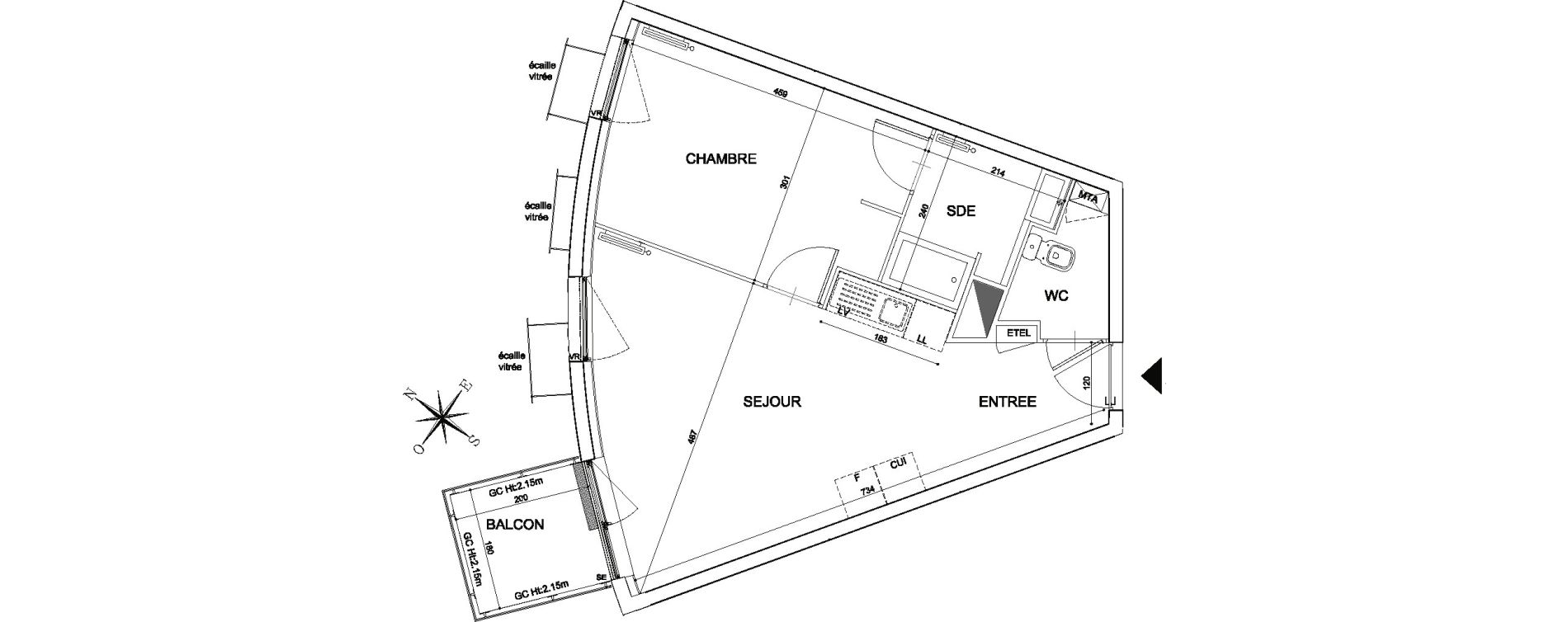 Appartement T2 de 43,60 m2 &agrave; Lormont La ramade