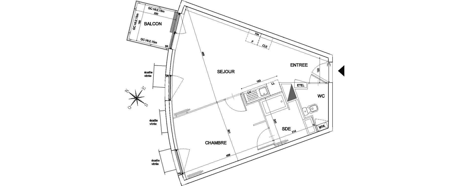 Appartement T2 de 43,60 m2 &agrave; Lormont La ramade