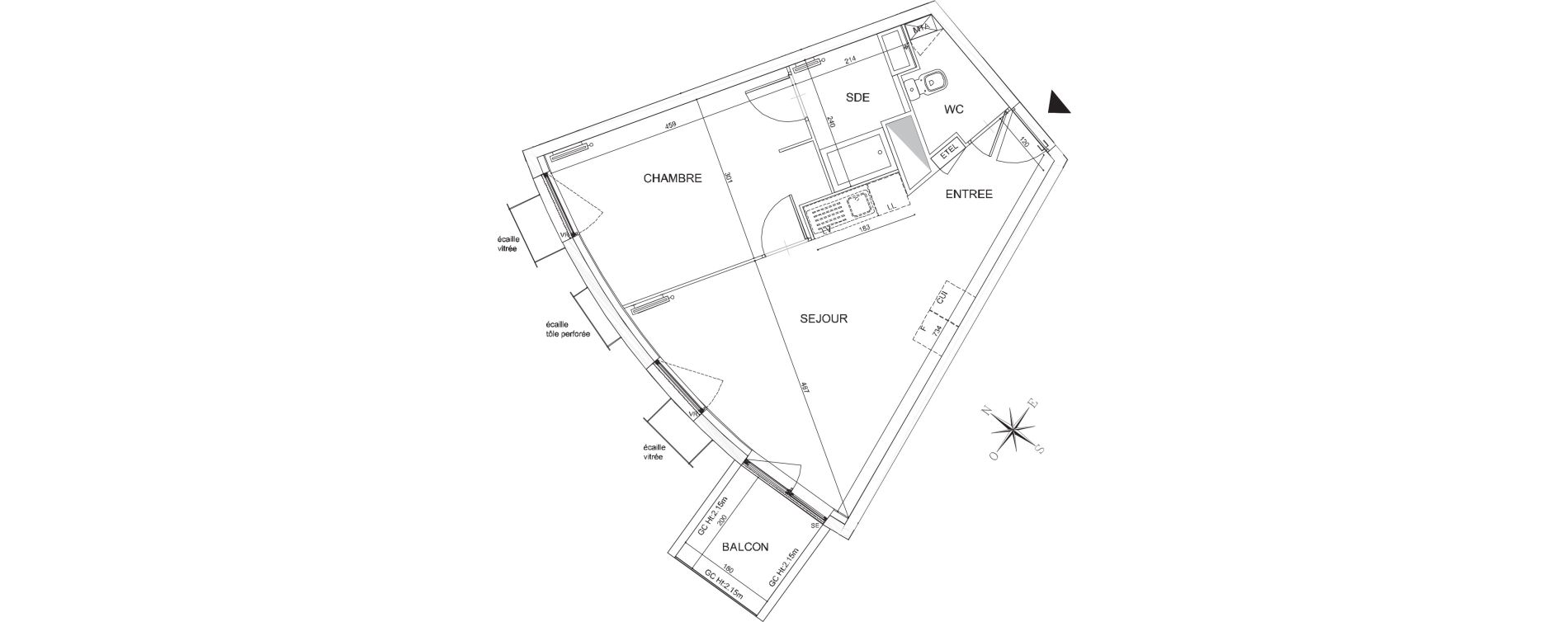 Appartement T2 de 43,60 m2 &agrave; Lormont La ramade