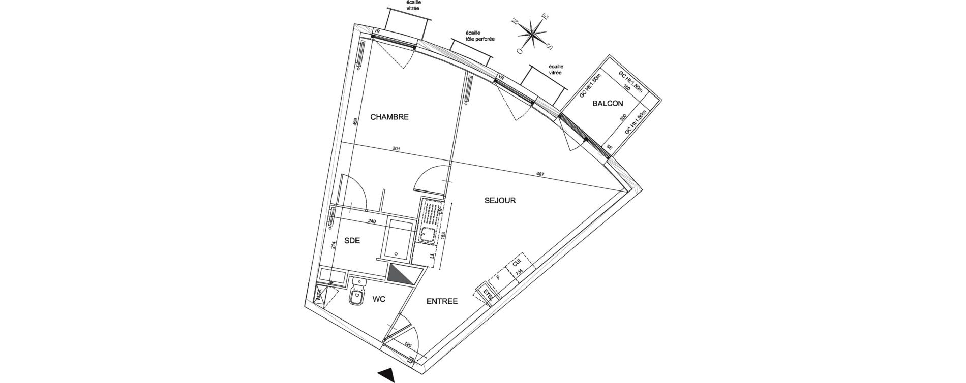 Appartement T2 de 43,60 m2 &agrave; Lormont La ramade