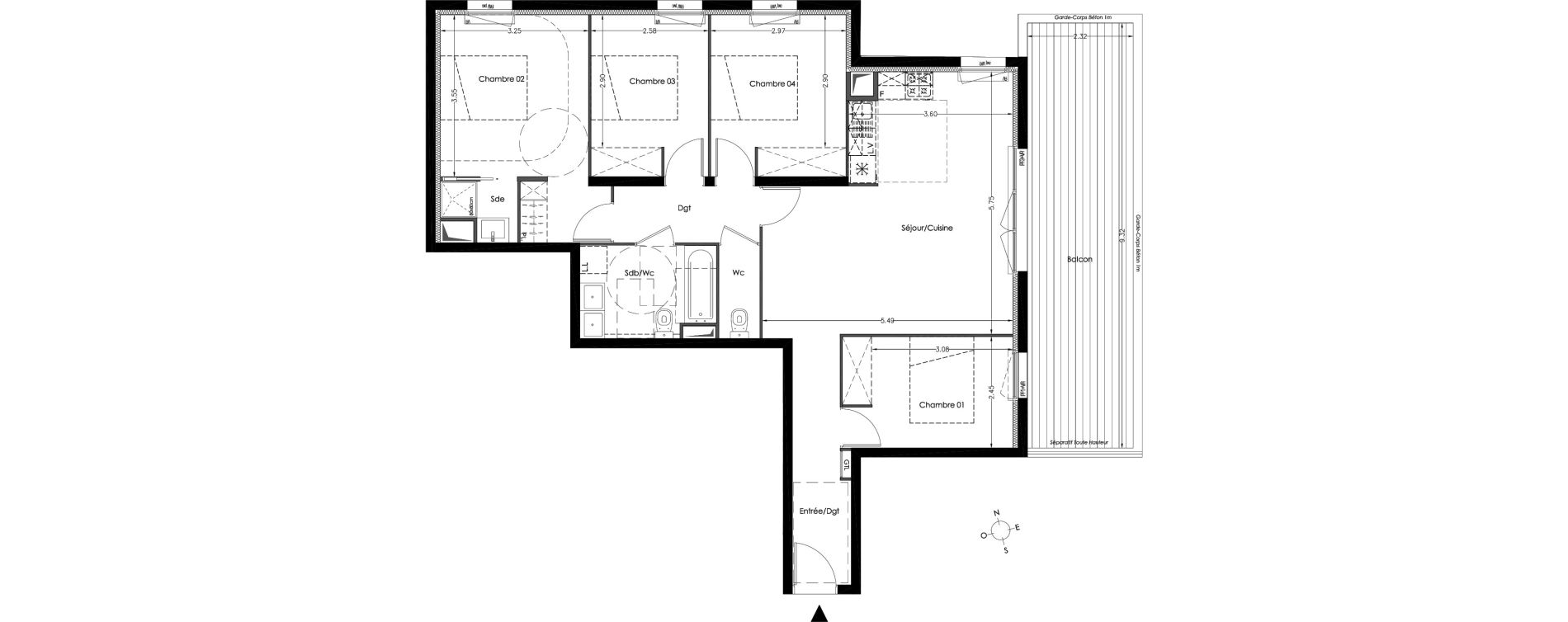 Appartement T5 de 85,40 m2 &agrave; Lormont Centre