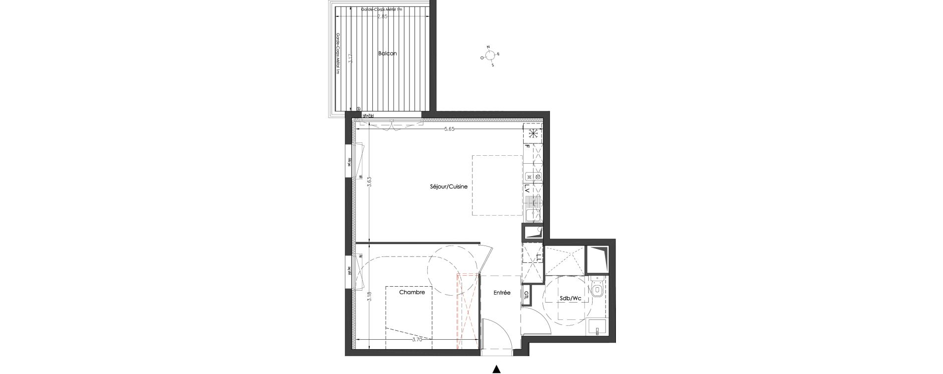 Appartement T2 de 42,20 m2 &agrave; Lormont Centre