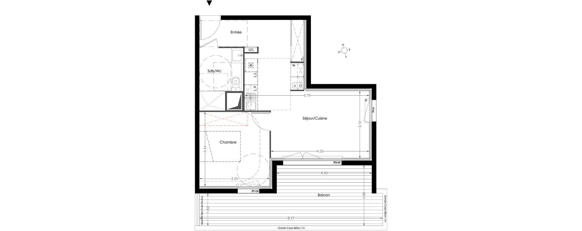 Appartement T2 de 42,90 m2 &agrave; Lormont Centre