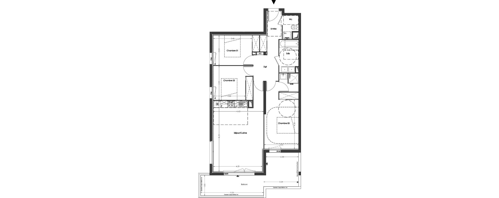 Appartement T4 de 85,40 m2 &agrave; Lormont Centre