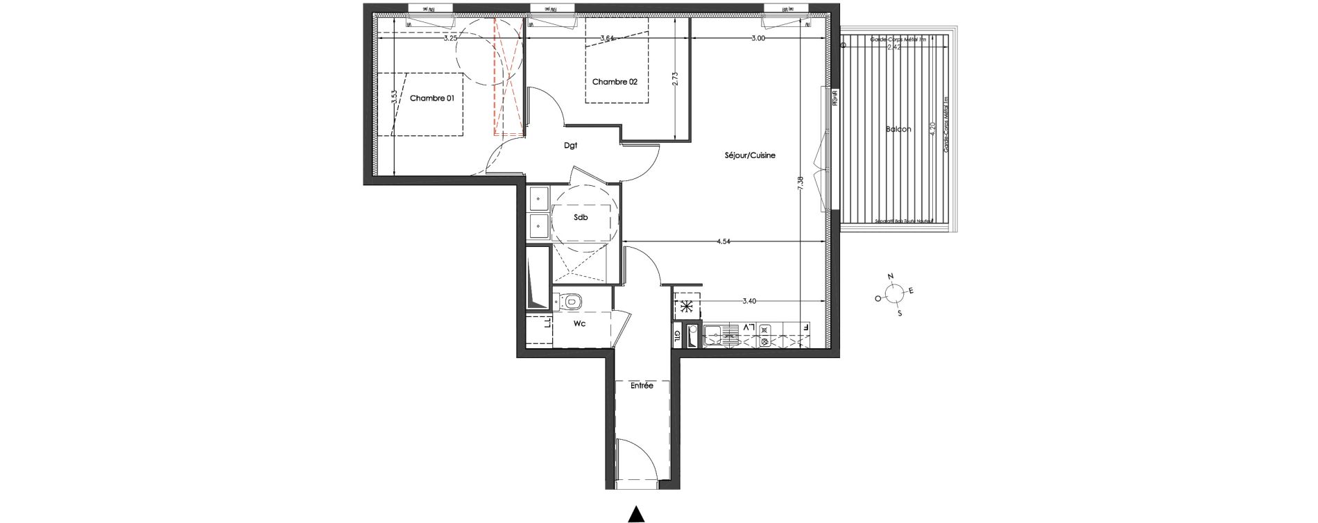 Appartement T3 de 62,30 m2 &agrave; Lormont Centre