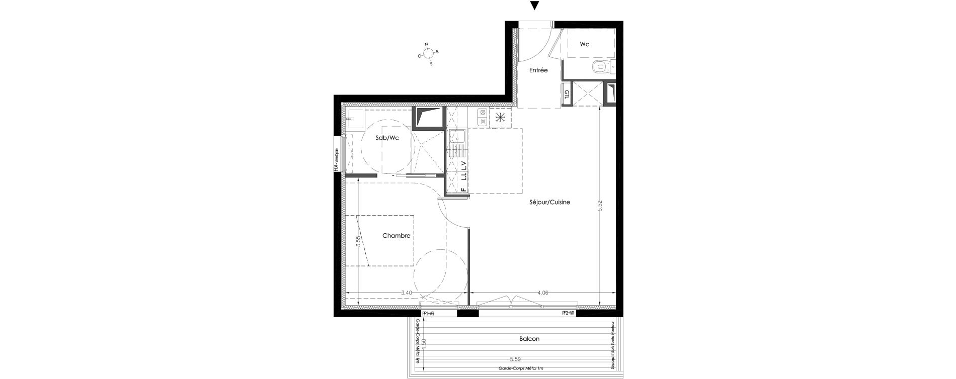 Appartement T2 de 45,60 m2 &agrave; Lormont Centre